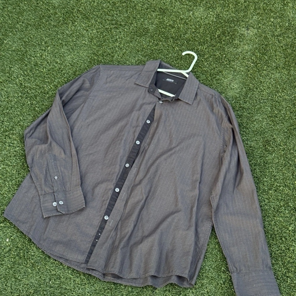 Alfani Gray Casual Button Down Shirt